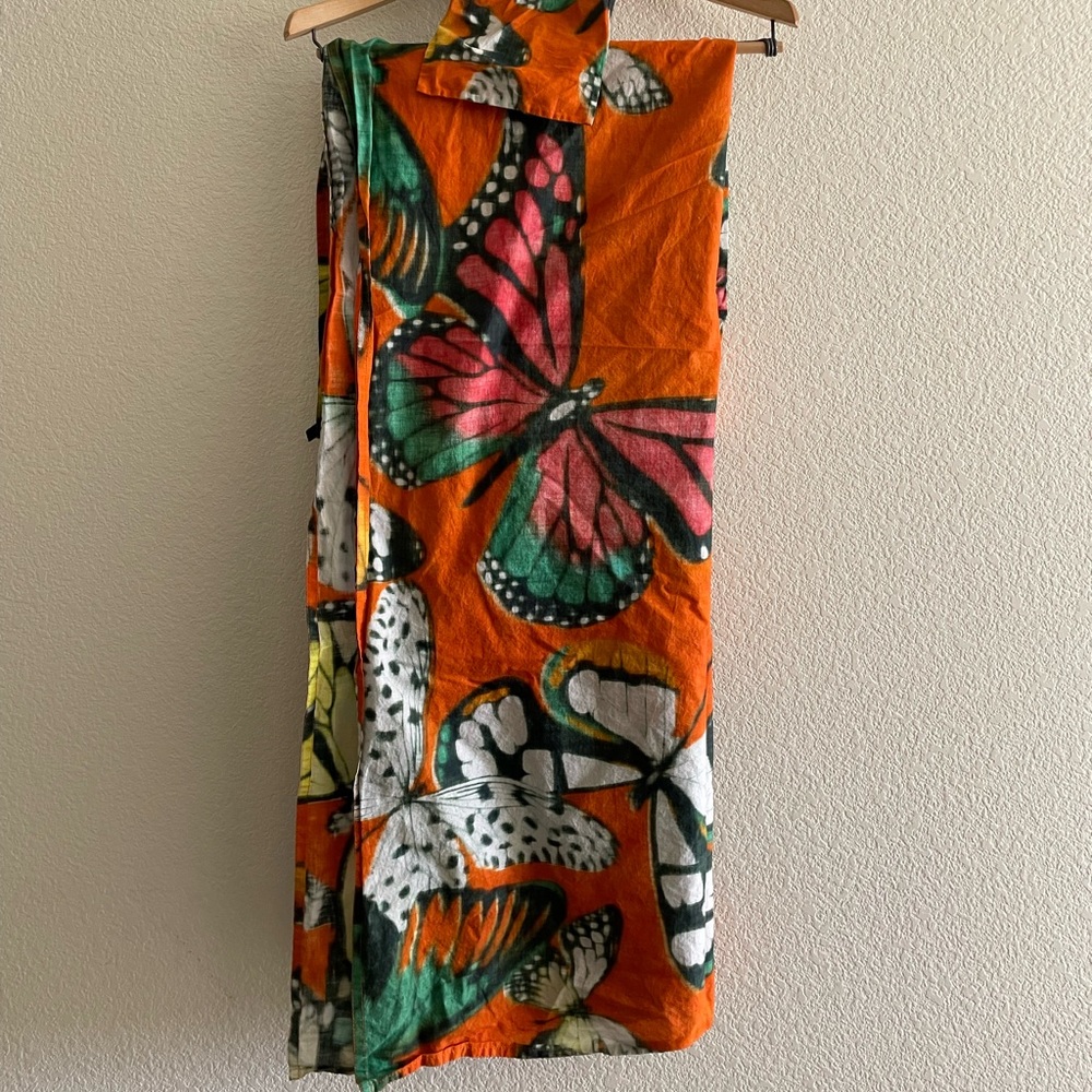 Thai Batik Sarong - butterflies - summer - handmade - Jim Thompson